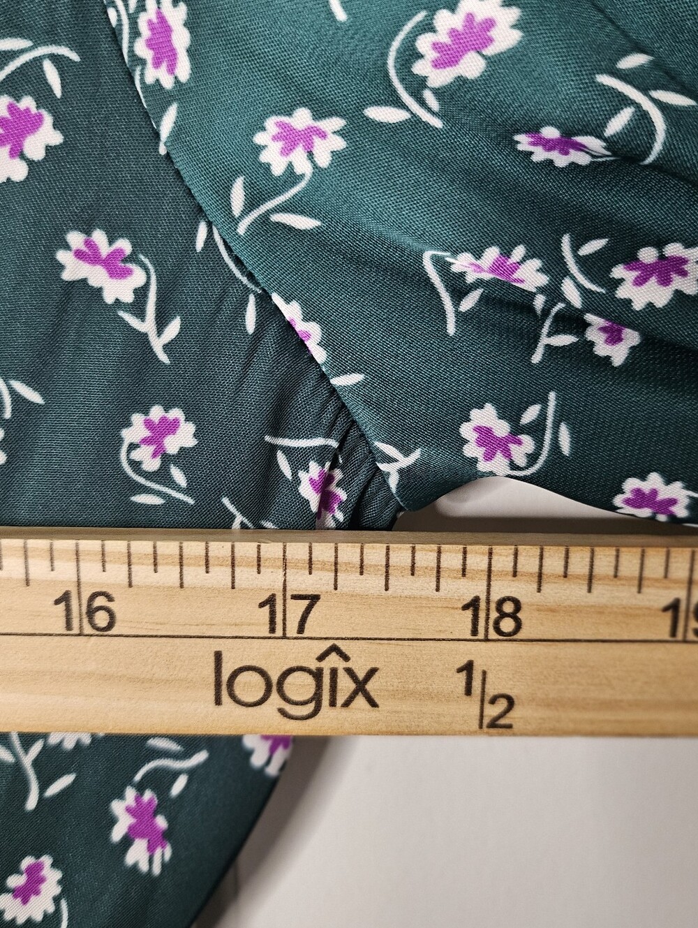 GAP Green Floral Smocked Wrap Blouse Small Cottagecore Boho Puff Sleeve Top - Picture 13 of 16